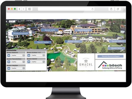 Bildschirm mit Übersicht der Visualisierung im Genussdorf Gmachl. | © bösch heizung, klima, lüftung